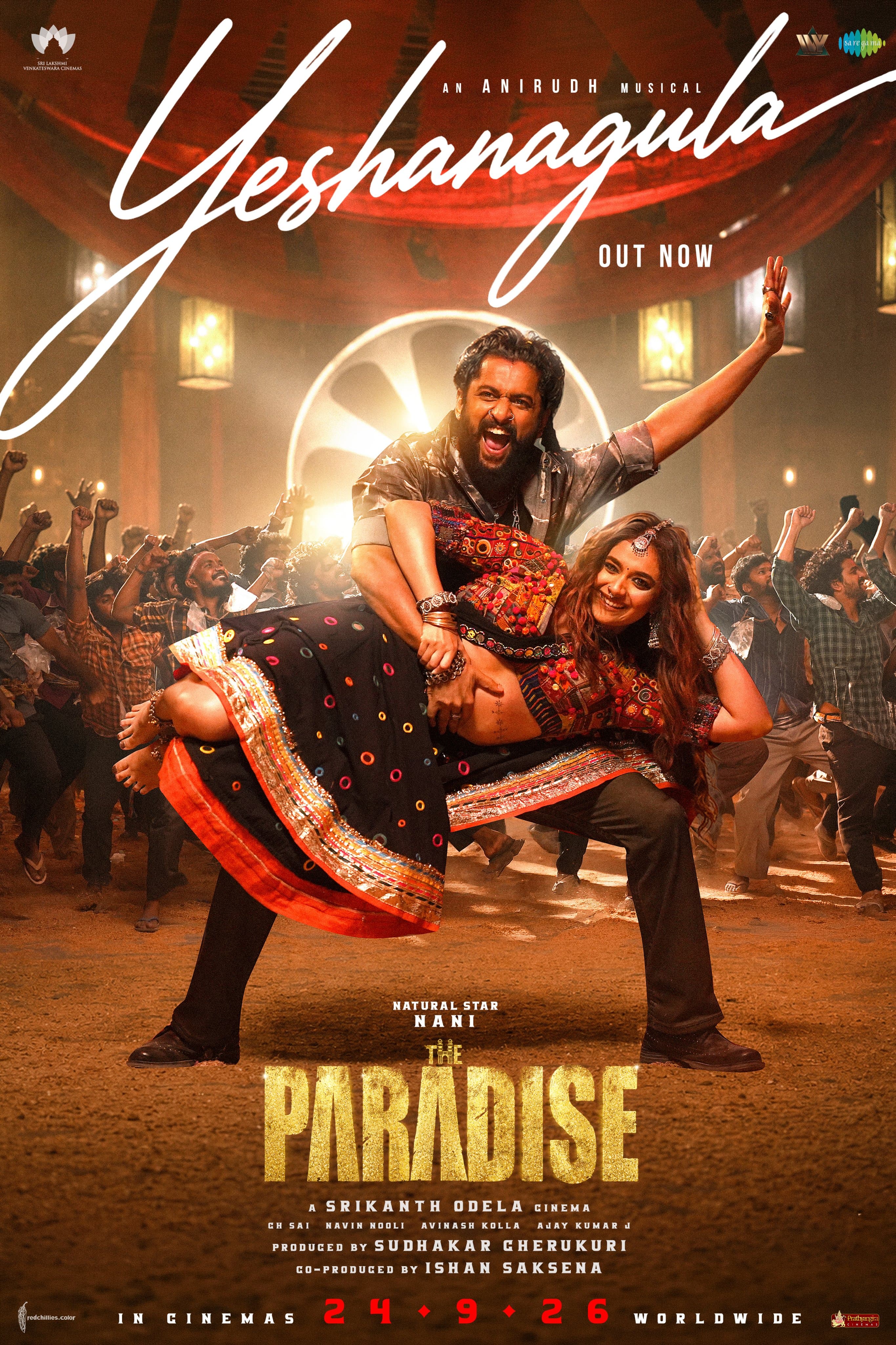 yesha nagula song poster from the paradise movie